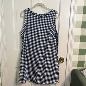 NWT Old Navy Blue Gingham Linen Mini Dress Size L